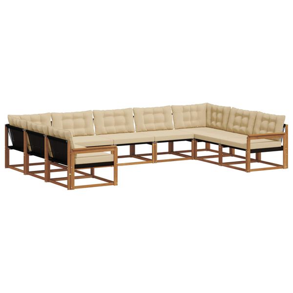 vidaXL Conjunto de Sof&aacute;s para Exterior 9 pcs Natural e Bege
