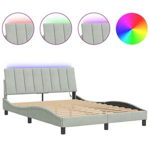 vidaXL Estrutura de cama com LED sem colch&atilde;o Hanko 120x200 cm veludo cinzento-claro