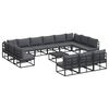 vidaXL Conjunto de Sof&aacute; de Jardim 14 unid. Preto Alum&iacute;nio