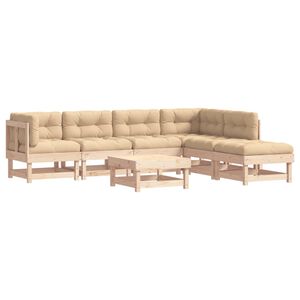 vidaXL 7 pcs conjunto lounge jardim c/ almofad&otilde;es madeira maci&ccedil;a