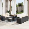 vidaXL Conjunto de Sof&aacute; de Jardim 9 pcs Preto Rattan Sint&eacute;tico