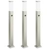 vidaXL Lumin&aacute;rias de balizamento com sensor, 3 unidades, 80 cm, a&ccedil;o inoxid&aacute;vel, IP44