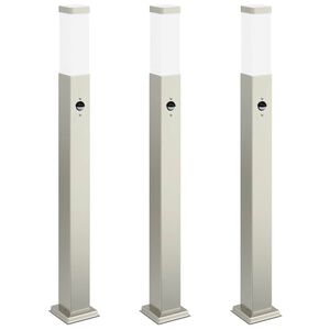 vidaXL Lumin&aacute;rias de balizamento com sensor, 3 unidades, 80 cm, a&ccedil;o inoxid&aacute;vel, IP44