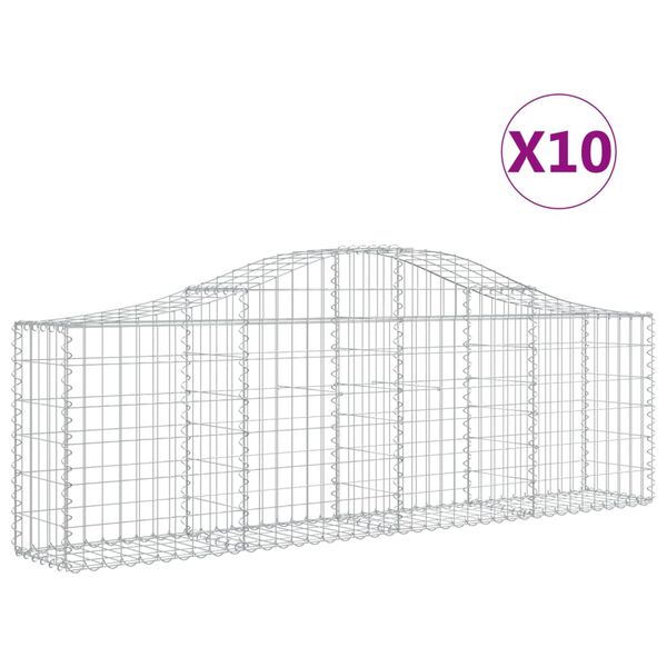 vidaXL Cestos gabião arqueados 10pcs 200x30x60/80 cm ferro galvanizado