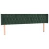 vidaXL Cabeceira cama c/ luzes LED veludo 203x16x78/88 cm verde-escuro