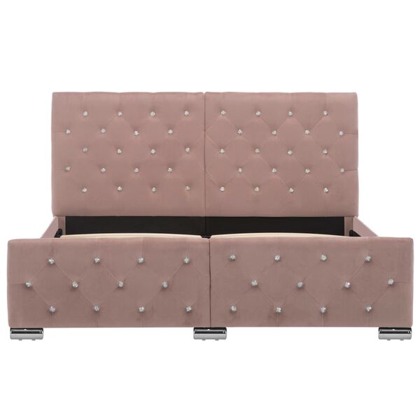 vidaXL Estrutura de cama 140x200 cm veludo rosa
