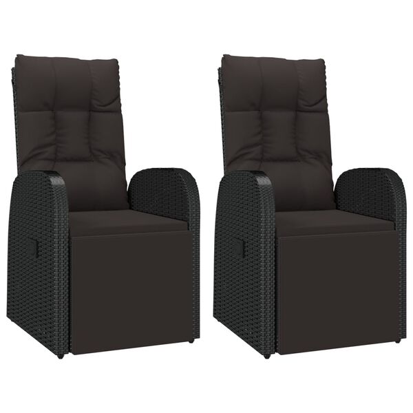 vidaXL 3 pcs conjunto lounge para jardim vime PE/ac&aacute;cia maci&ccedil;a preto