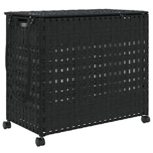 vidaXL Cesto para roupa suja com rodas 66x35x60 cm vime preto