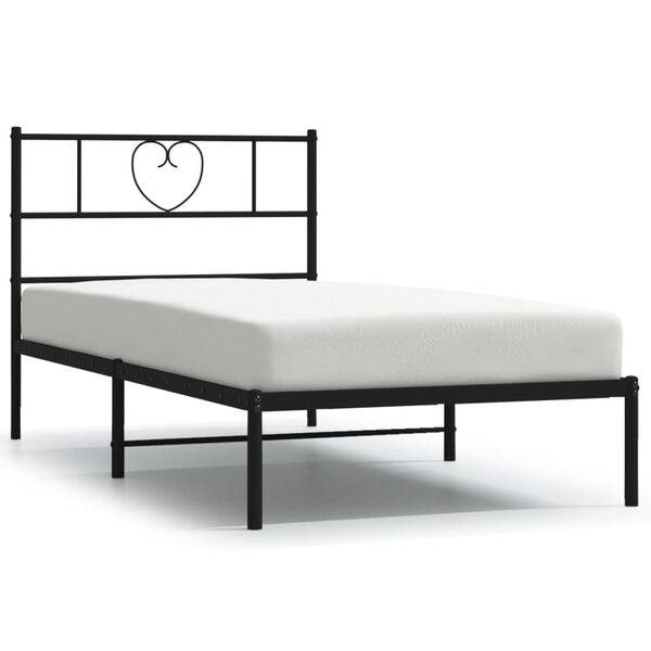 vidaXL Estrutura de cama com cabeceira 80x200 cm metal preto