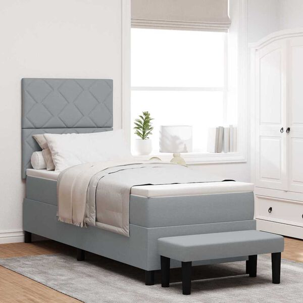 vidaXL Cama Box com colch&atilde;o Cinzento-claro 80 x 200 cm tecido