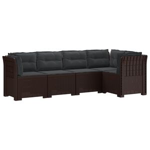 vidaXL Sof&aacute; de Jardim de 5 Pessoas com Almofadas Visual de Rattan PP