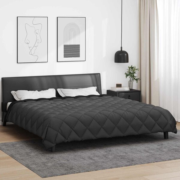 vidaXL Edredom de Inverno Preto e Anthracite 220 x 200 cm Microfibra