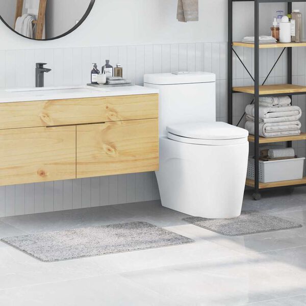 vidaXL Conjunto de Tapetes de Banho Antiderrapantes 2 pcs Cinzeto PP