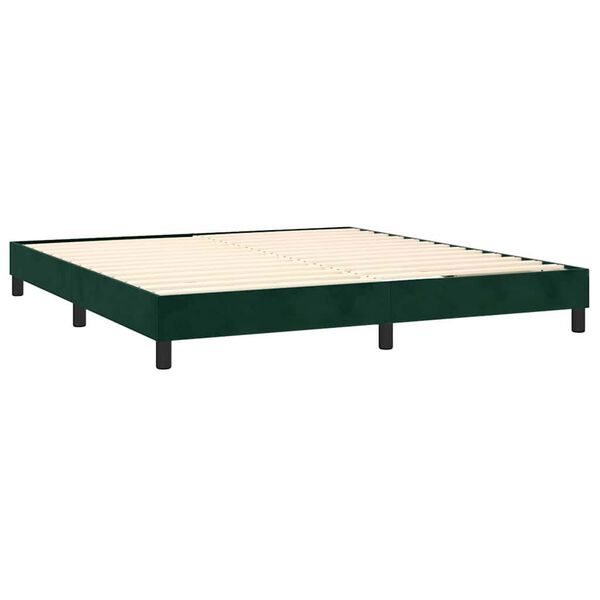 vidaXL Cama com molas/colch&atilde;o 160x200 cm veludo verde-escuro