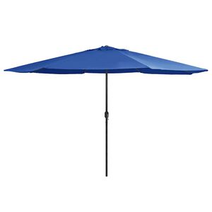 vidaXL Guarda-sol de jardim com poste de metal 390 cm azul-ciano