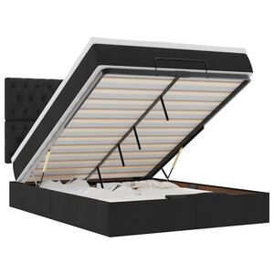 vidaXL Estrutura de cama otomana com colch&atilde;o 140x190 cm tecido preto