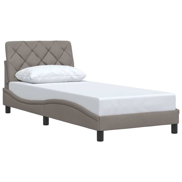 vidaXL Estrutura de cama sem colch&atilde;o 90x190 cm tecido cinzento