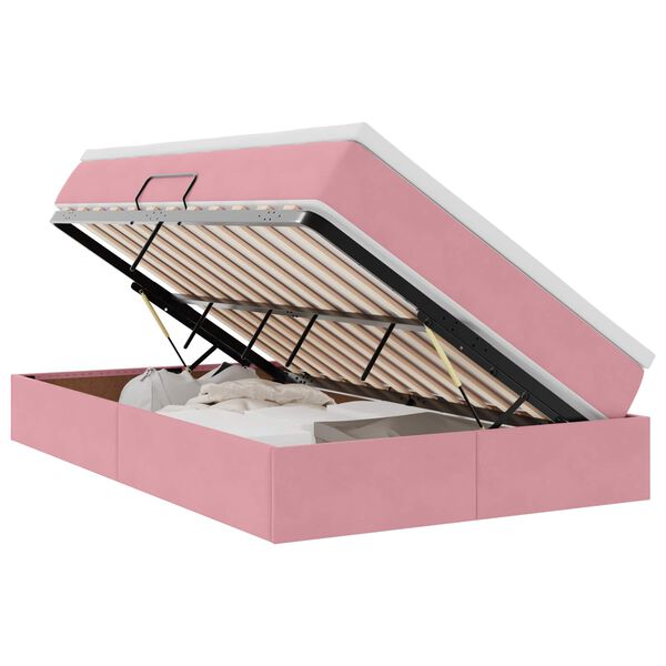 vidaXL Cama com arruma&ccedil;&atilde;o e colch&atilde;o Rosa 120 x 200 cm Veludo