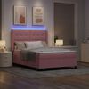 vidaXL Cama Box com colch&atilde;o com led Rosa 160 x 200 cm Veludo