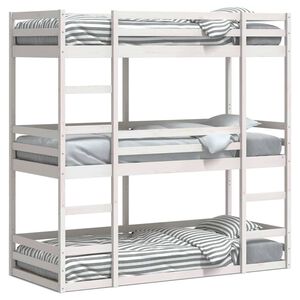 vidaXL Beliche triplo 90x190 cm madeira de pinho maci&ccedil;a branco