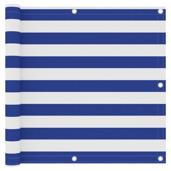 vidaXL Tela de varanda 90x600 cm tecido Oxford branco e azul