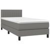 vidaXL Cama box spring c/ colch&atilde;o e LED 100x200 cm tecido cinza-escuro