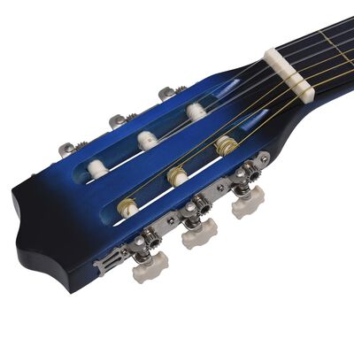vidaXL Guitarra clássica cutaway com equalizador e 6 cordas azul