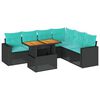 vidaXL 7 pcs conjunto de sof&aacute;s p/ jardim c/ almofad&otilde;es vime PE preto