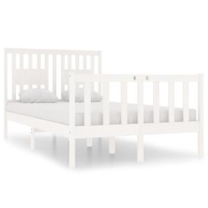 vidaXL Estrutura cama pequena casal 120x190 cm pinho maci&ccedil;o branco
