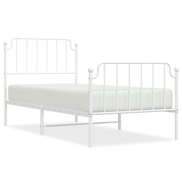 vidaXL Estrutura de cama com cabeceira e p&eacute;s 90x200 cm metal branco