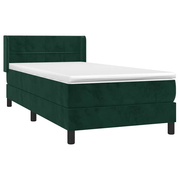 vidaXL Cama com molas/colch&atilde;o 90x190 cm veludo verde-escuro