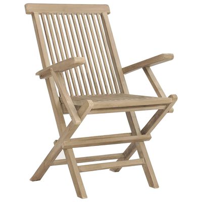vidaXL Cadeiras de jardim dobráveis 2 pcs 56x61x89cm teca maciça cinza
