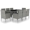 vidaXL 9 pcs conjunto jantar p/ jardim vime PE antracite e cinzento