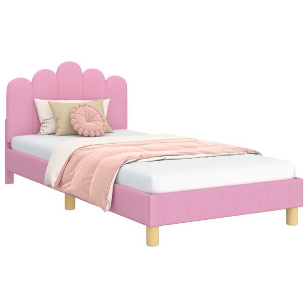 vidaXL Estrutura de Cama Infantil com Cabeceira Rosa 90 x 200 cm