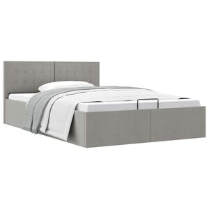 vidaXL Cama hidr&aacute;ulica c/ arruma&ccedil;&atilde;o 140x200cm tecido cinza-escuro