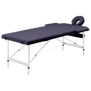 vidaXL Mesa de massagens dobr&aacute;vel 2 zonas alum&iacute;nio roxo