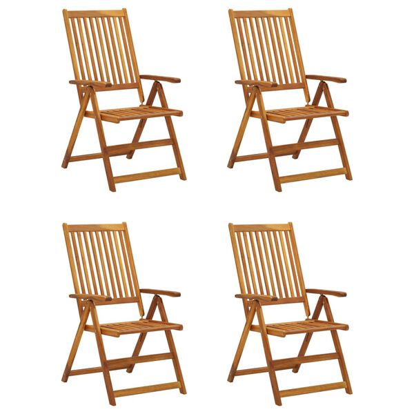 vidaXL Cadeiras jardim reclin&aacute;veis c/ almofad&otilde;es 4 pcs ac&aacute;cia maci&ccedil;a