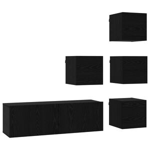 vidaXL Conjunto de m&oacute;vel de TV 5 pcs 100 x 30 x 30 cm Carvalho Preto