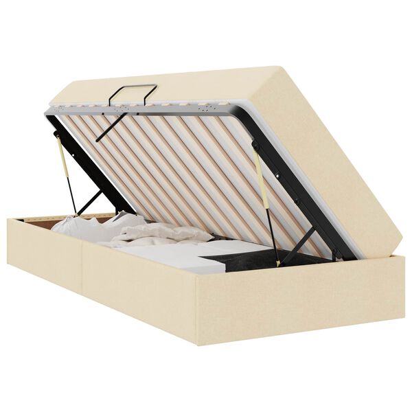 vidaXL Cama com arruma&ccedil;&atilde;o e colch&atilde;o Creme 100 x 200 cm Poli&eacute;ster