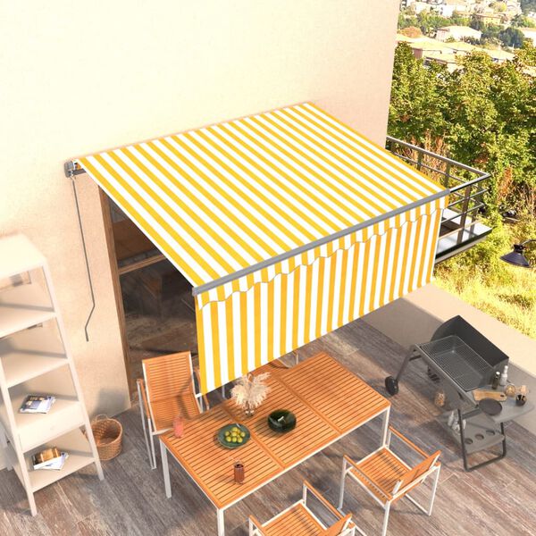 vidaXL Toldo retr&aacute;til manual com estore 3x2,5 m amarelo e branco