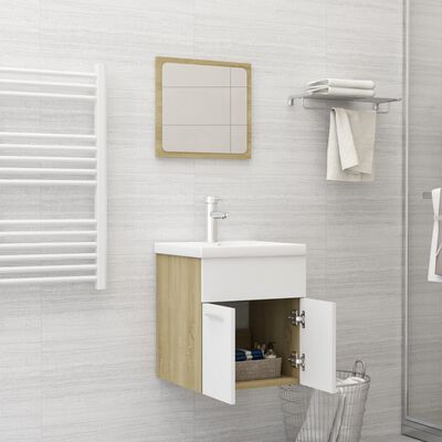 vidaXL 2 pcs conj. móveis casa de banho contraplacado branco/carvalho