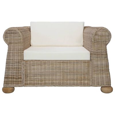 vidaXL 2 pcs conjunto de sofás com almofadões vime natural