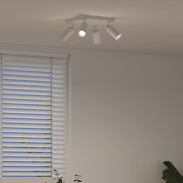 vidaXL Foco de teto com holofotes Branco 26 x 26 x 16,5 cm Metal