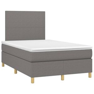 vidaXL Cama boxspring com colch&atilde;o 120x190 cm tecido cinzento-escuro