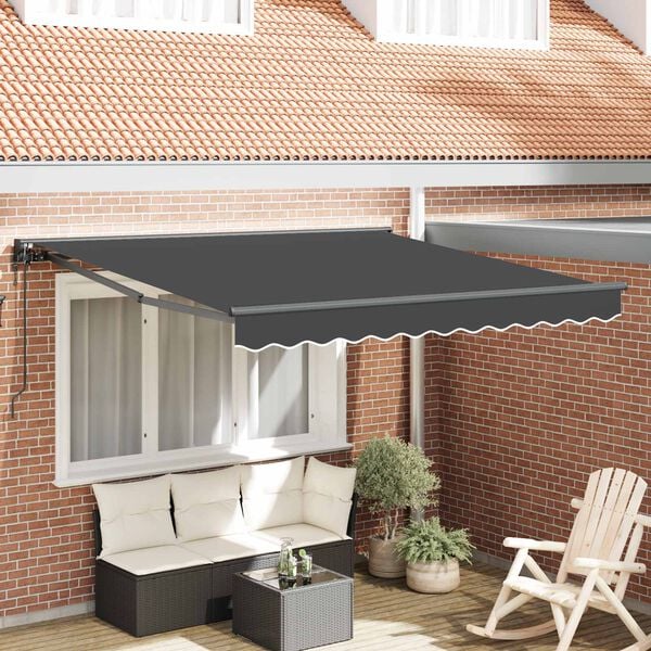 vidaXL Toldo Retr&aacute;til Antracite 300 x 250 cm Alum&iacute;nio e Tecido