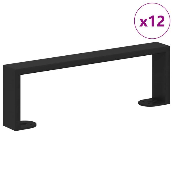 vidaXL P&eacute;s de M&oacute;veis 12 pcs Preto 31,1 x 4 x 10 mm Ferro