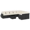 vidaXL 10 pcs conjunto sof&aacute;s de jardim c/ almofad&otilde;es vime PE preto