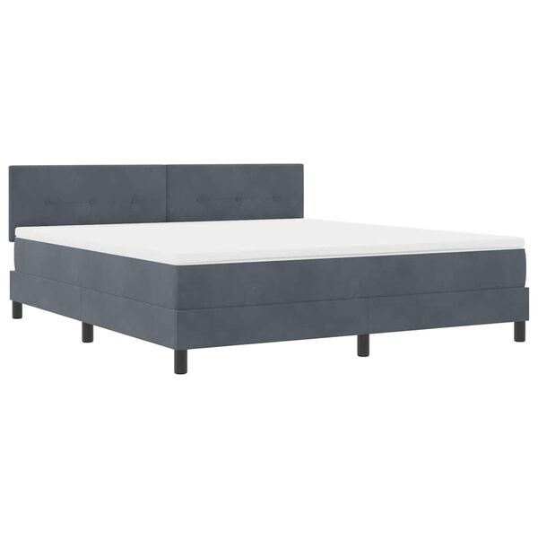 vidaXL Cama Box com colch&atilde;o Cinza Escuro 180 x 200 cm Veludo