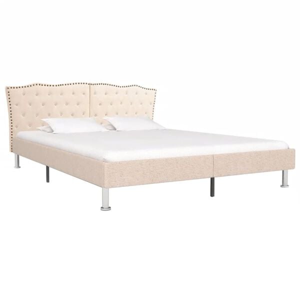 vidaXL Cama com colch&atilde;o espuma de mem&oacute;ria 180x200 cm tecido bege