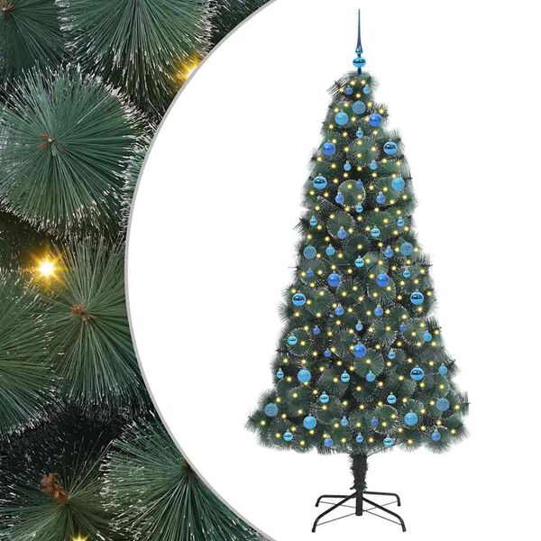 vidaXL &Aacute;rvore de Natal Artificial Pr&eacute;-iluminada com Conjunto de Bolas